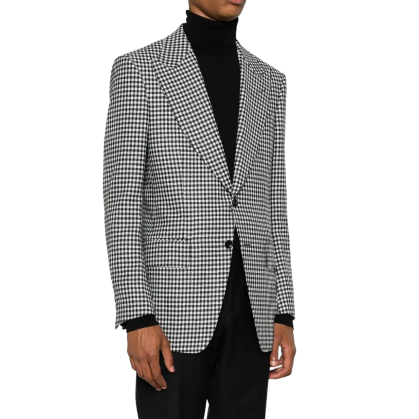 Blazer droit bouton TOM FORD laine motif pied-de-poule