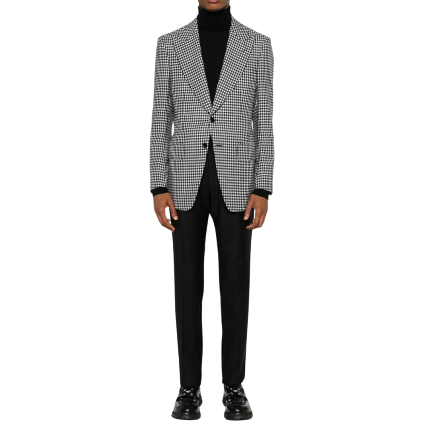 Blazer droit bouton TOM FORD laine motif pied-de-poule