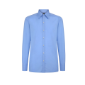 Chemise manche longue grand col popeline coton bleu ciel