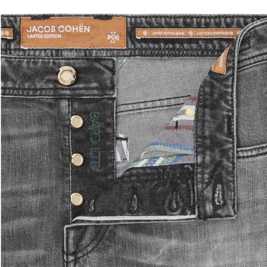 Jean slim régulier JACOB COHEN Bard édition limitée coton gris delavé