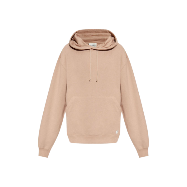 Sweat-shirt capuche SAINT LAURENT coton beige vieux rose étiquette logo