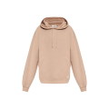Sweat-shirt capuche coton beige vieux rose étiquette logo
