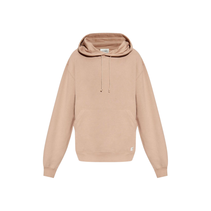 Sweat-shirt capuche SAINT LAURENT coton beige vieux rose étiquette logo