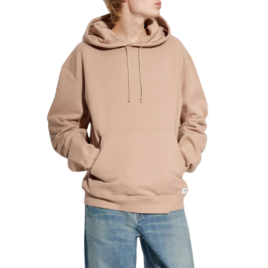 Sweat-shirt capuche SAINT LAURENT coton beige vieux rose étiquette logo