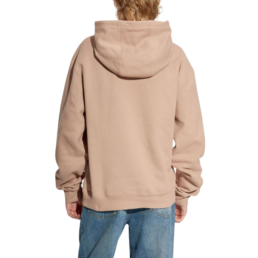 Sweat-shirt capuche SAINT LAURENT coton beige vieux rose étiquette logo