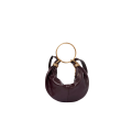 Petit sac hobo Bracelet cuir veau grainé brillant bordeaux