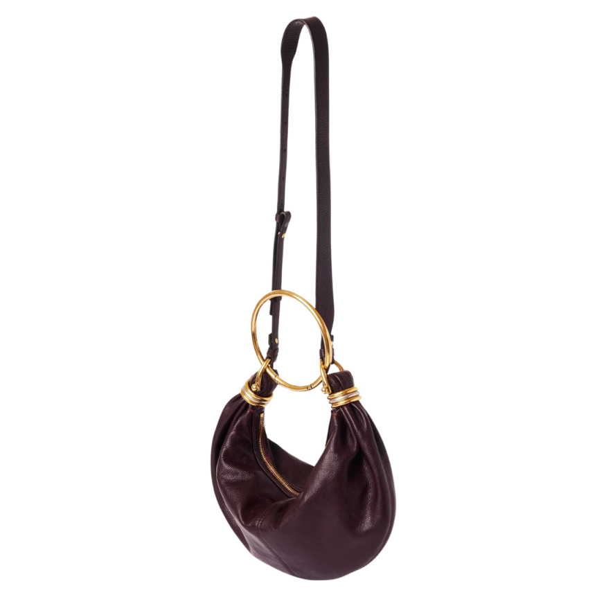 Petit sac hobo Bracelet CHLOE cuir veau grainé brillant bordeaux