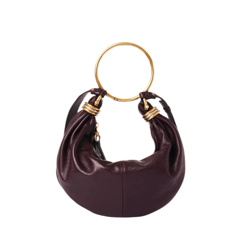 Petit sac hobo Bracelet CHLOE cuir veau grainé brillant bordeaux