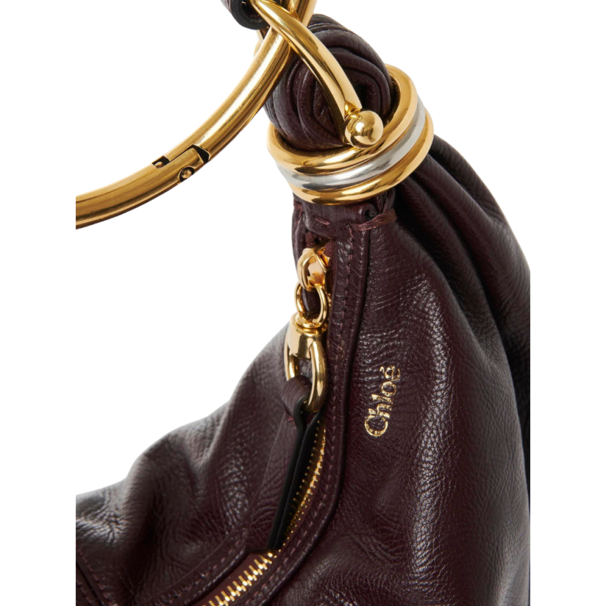 Petit sac hobo Bracelet CHLOE cuir veau grainé brillant bordeaux