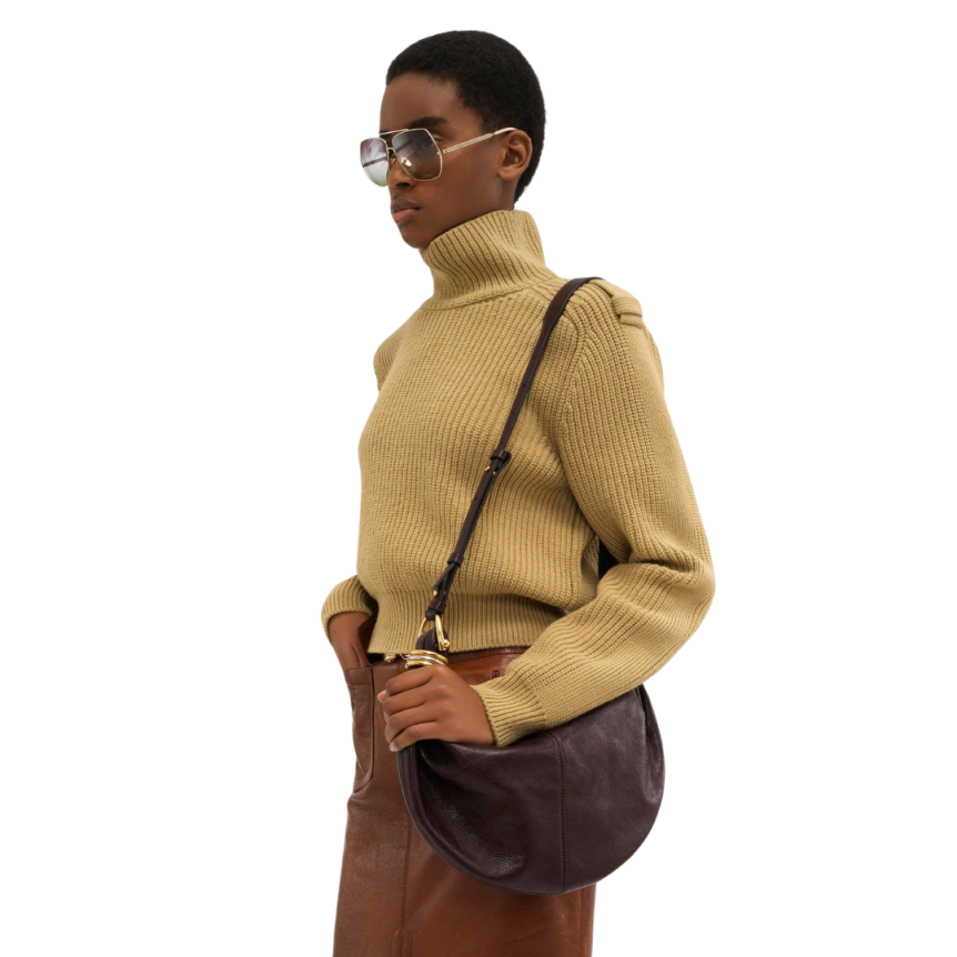 Petit sac hobo Bracelet CHLOE cuir veau grainé brillant bordeaux