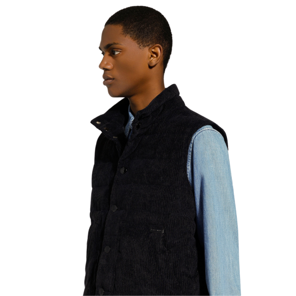 Gilet sans manche DOLCE & GABBANA pression matelassé noir Réédition