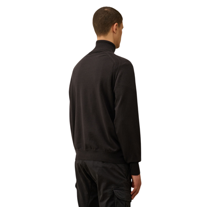 Pull col roulé CP COMPANY laine mérinos extra fine noir