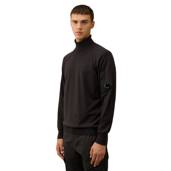 Pull col roulé CP COMPANY laine mérinos extra fine noir