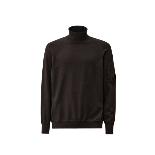 Pull col roulé CP COMPANY laine mérinos extra fine noir