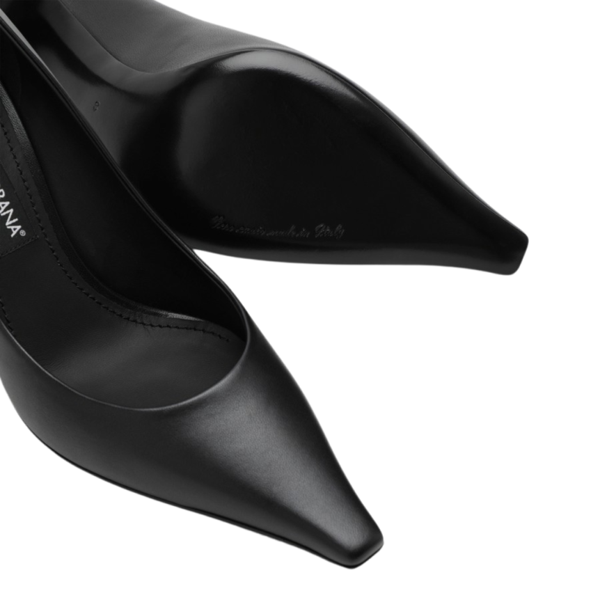 Escarpins DOLCE & GABBANA talon cuir noir logo DG doré