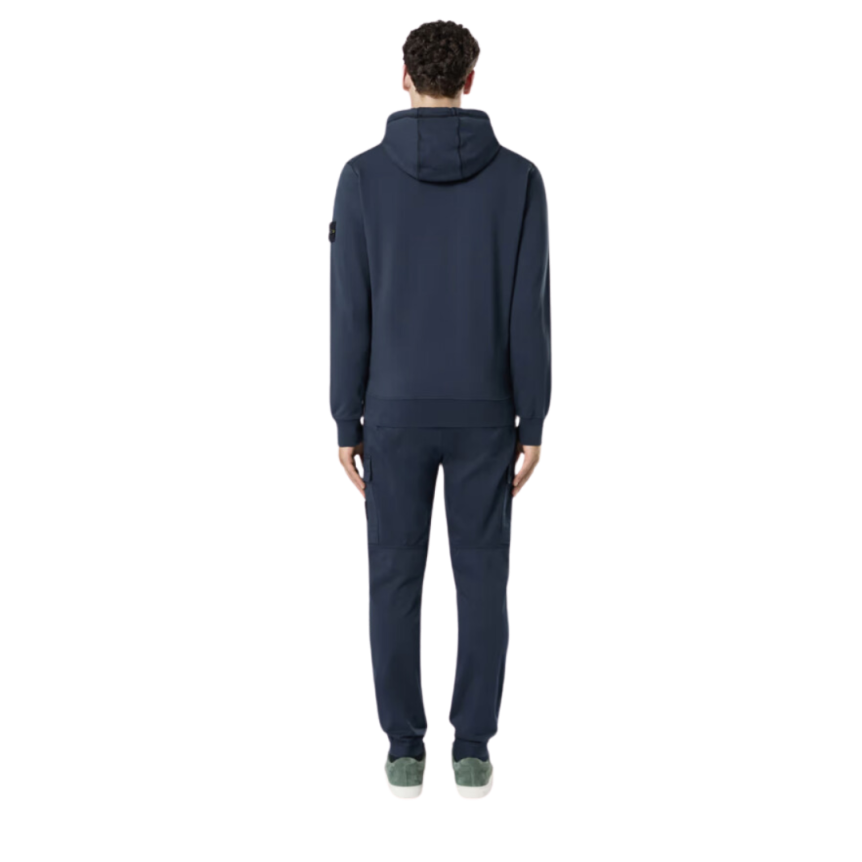 Sweat-shirt à capuche STONE ISLAND cardigan zippé coton molletonné bleu marine