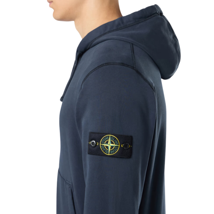 Sweat-shirt à capuche STONE ISLAND cardigan zippé coton molletonné bleu marine