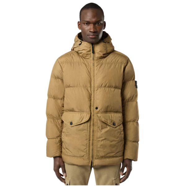 Doudoune coupe vent STONE ISLAND à capuche nylon Biscuit