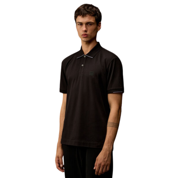 Polo CP COMPANY piqué de coton noir Metropolis Séries