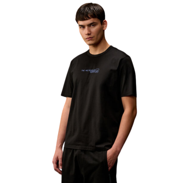 T-shirt col rond CP COMPANY coton jersey noir imprimé urbain Metropolis séries