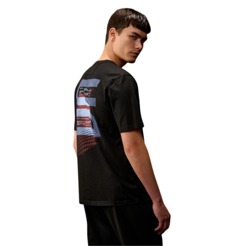 T-shirt col rond CP COMPANY coton jersey noir imprimé urbain Metropolis séries