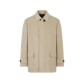 Parka cachemire beige doublé col chemise patte cuir