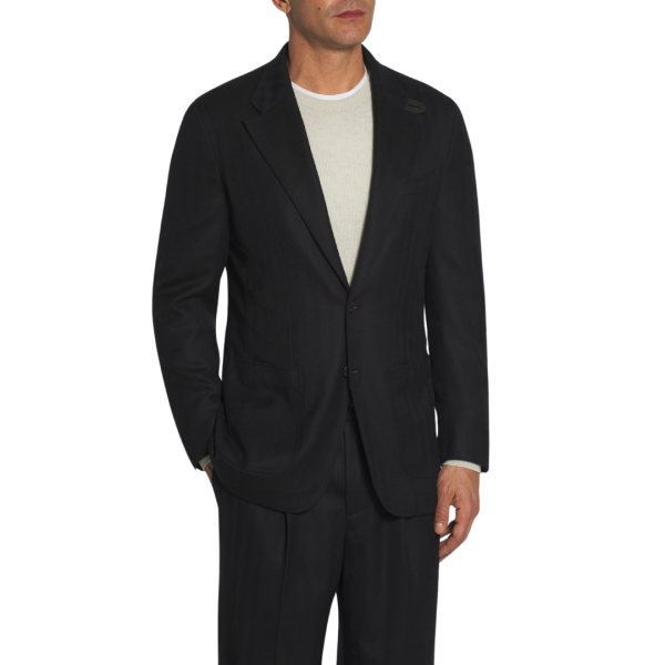 Veste BRIONI Brera à chevrons en laine Super 180’s bleu nuit