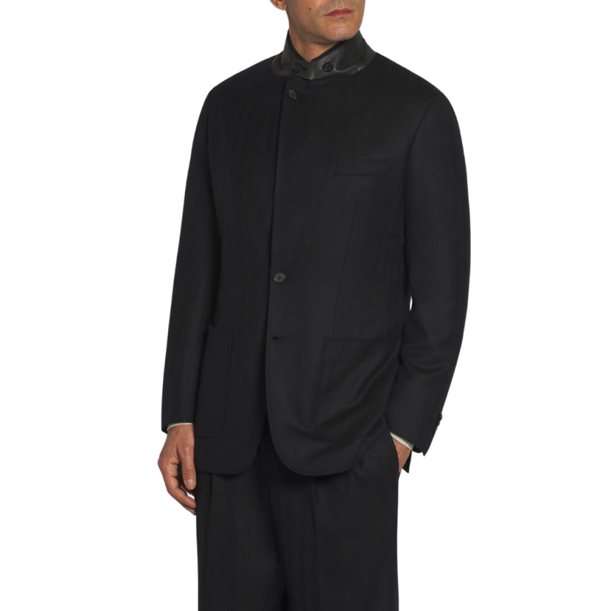 Veste BRIONI Brera à chevrons en laine Super 180’s bleu nuit