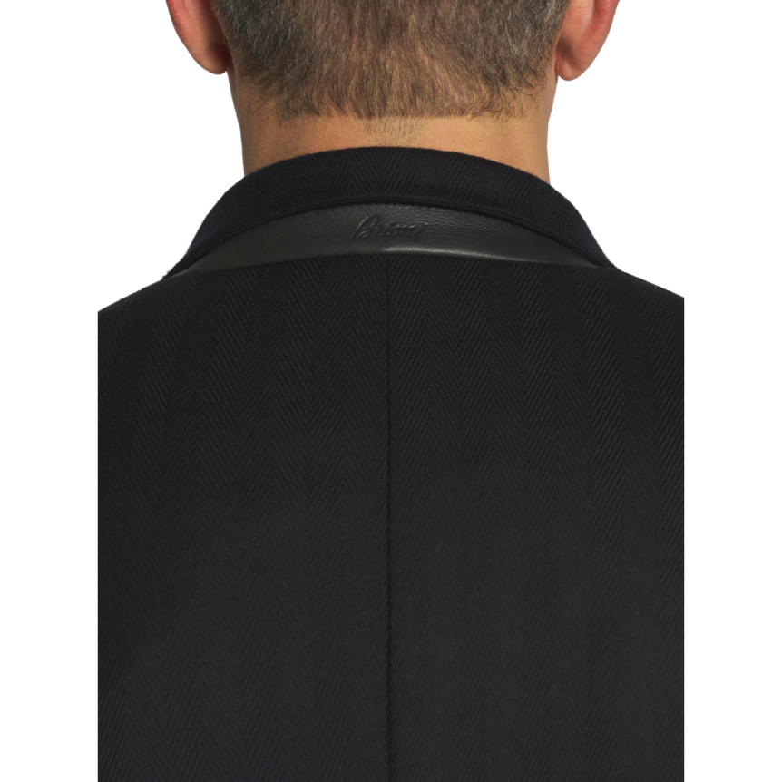 Veste BRIONI Brera à chevrons en laine Super 180’s bleu nuit