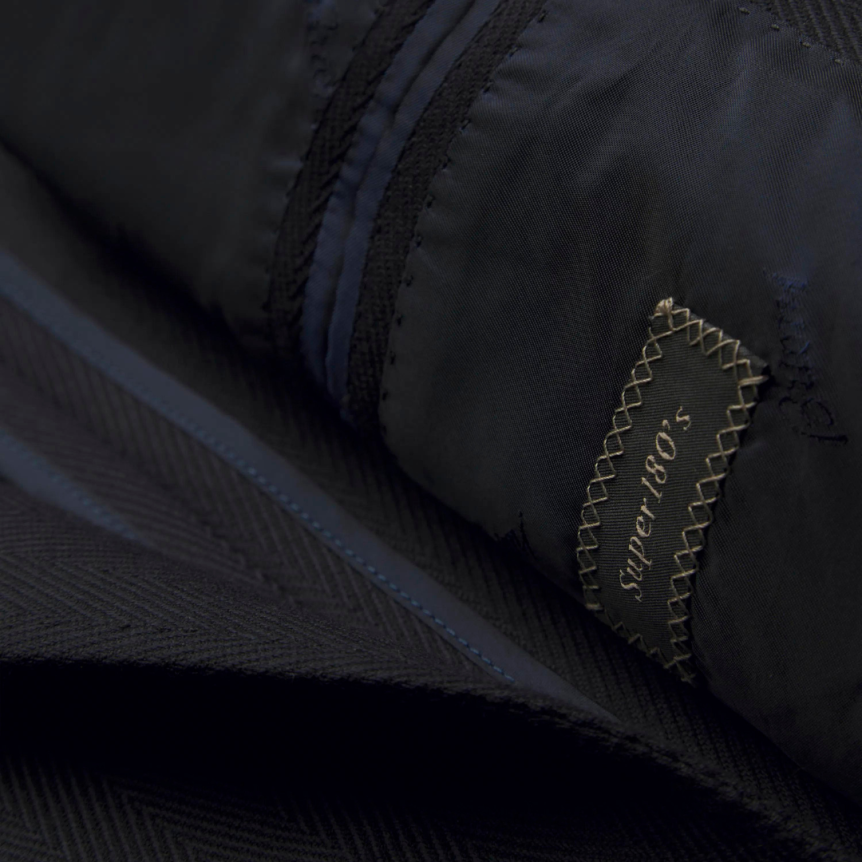 Veste BRIONI Brera à chevrons en laine Super 180’s bleu nuit