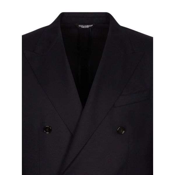 Veste Blazer DOLCE & GABBANA croisé laine vierge flanelle bleu marine