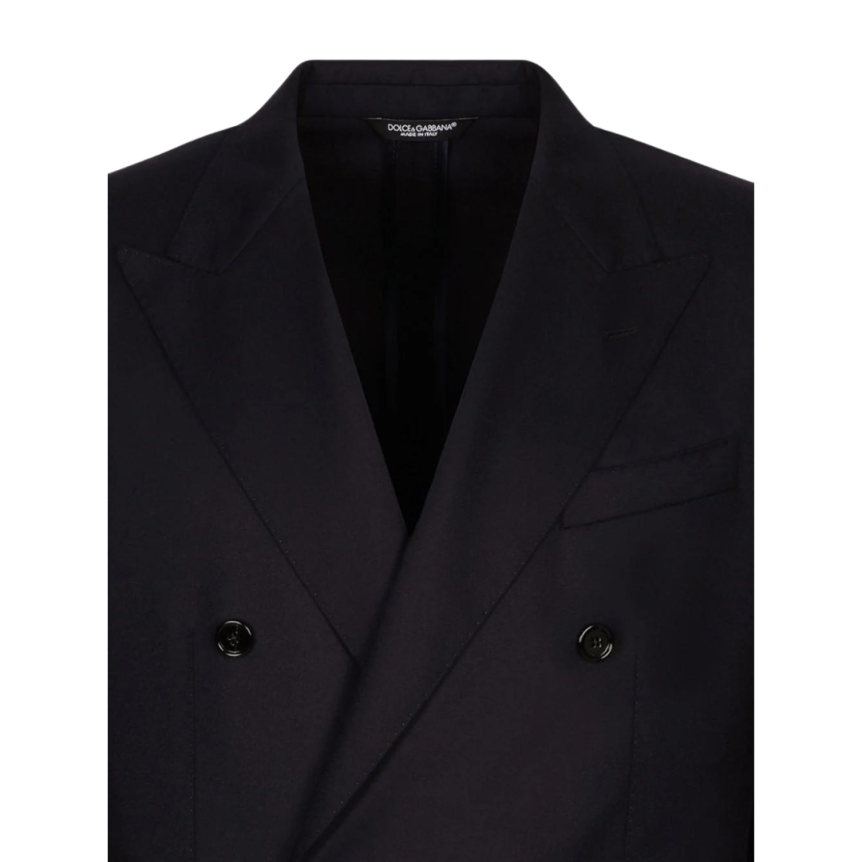 Veste Blazer DOLCE & GABBANA croisé laine vierge flanelle bleu marine