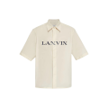 Chemise manche courte coton beige clair logo XL