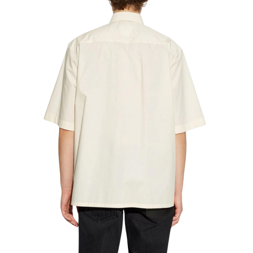 Chemise manche courte LANVIN coton beige clair logo XL