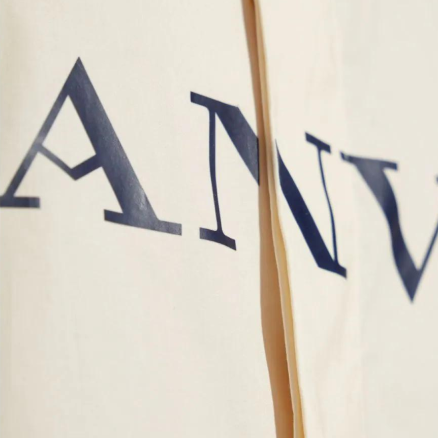 Chemise manche courte LANVIN coton beige clair logo XL