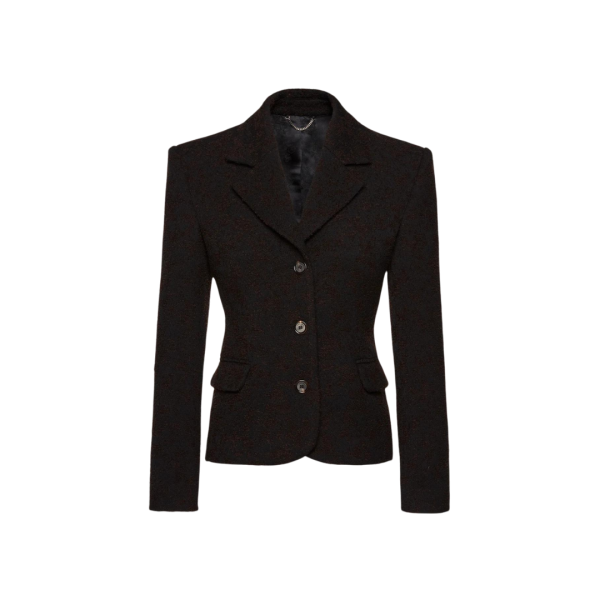 Veste blazer cintré MAGDA BUTRYM laine bouclette marron foncé