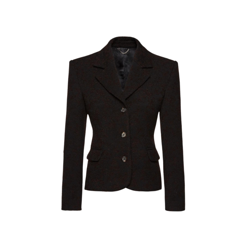 Veste blazer cintré MAGDA BUTRYM laine bouclette marron foncé