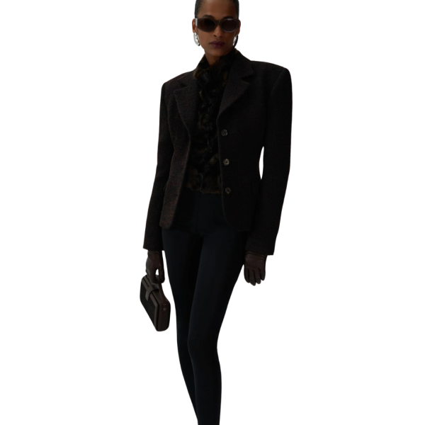 Veste blazer cintré MAGDA BUTRYM laine bouclette marron foncé