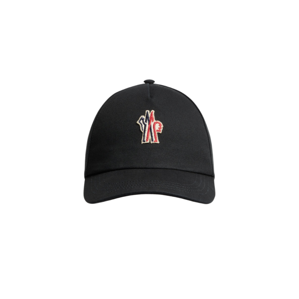 Casquette baseball MONCLER coton noir logo tricolore Grenoble
