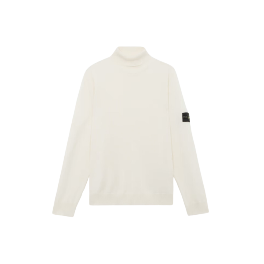 Pull col roulé STONE ISLAND laine vierge fine écru
