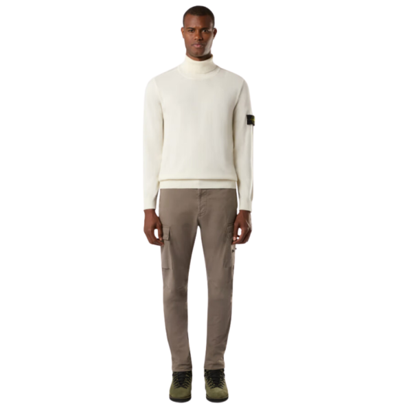 Pull col roulé STONE ISLAND laine vierge fine écru
