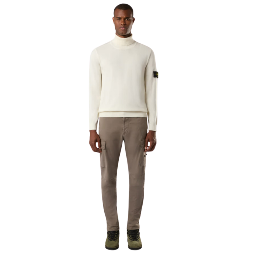 Pull col roulé STONE ISLAND laine vierge fine écru