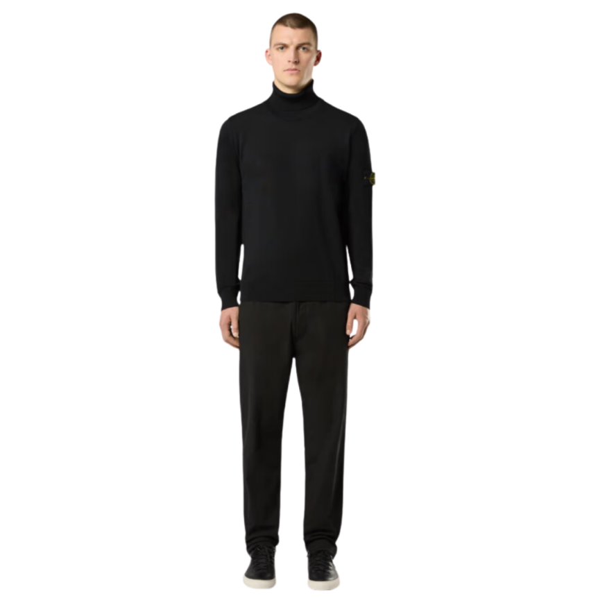 Pull col roulé STONE ISLAND laine vierge fine noir