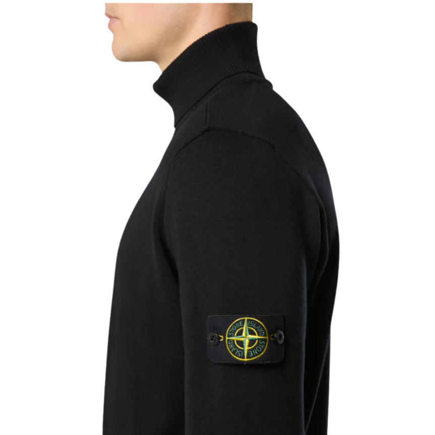 Pull col roulé STONE ISLAND laine vierge fine noir