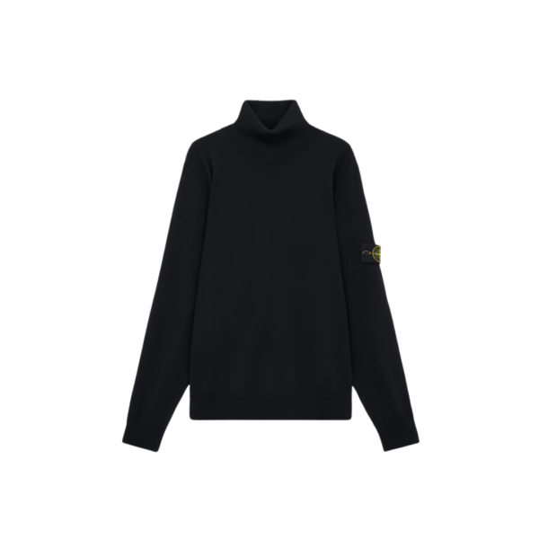Pull col roulé STONE ISLAND laine vierge fine noir