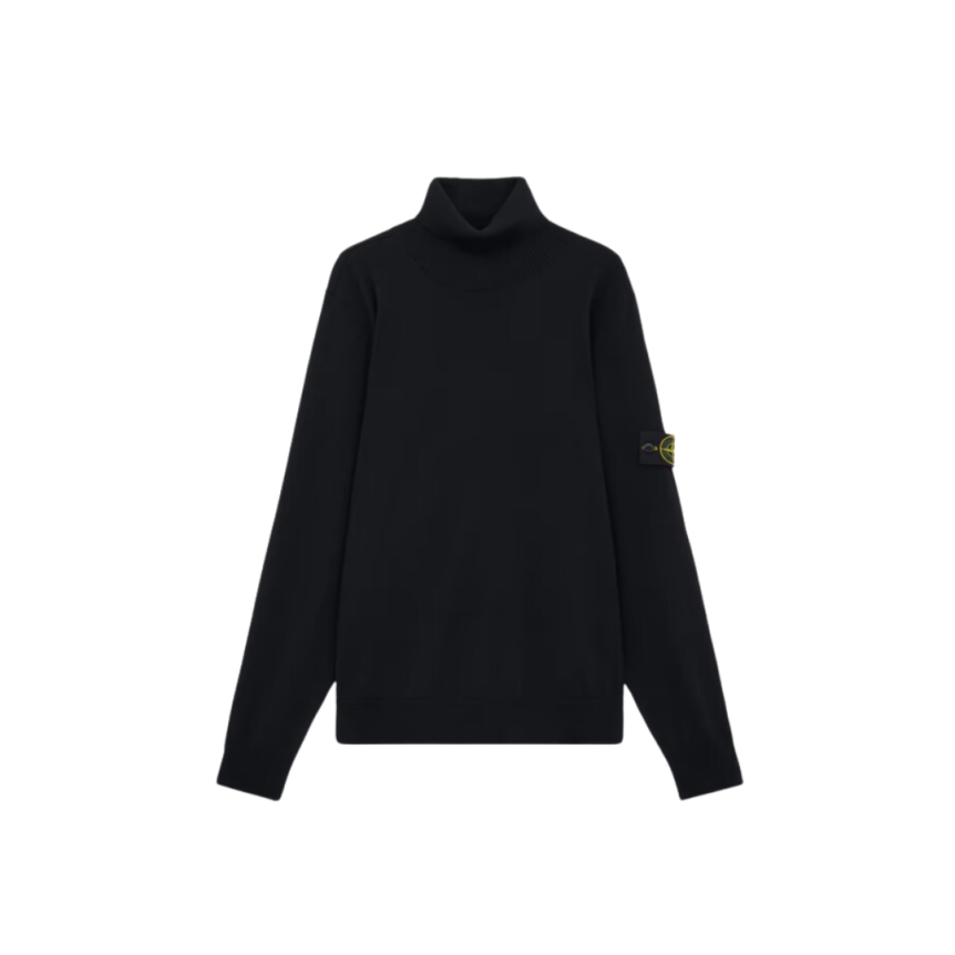 Pull col roulé STONE ISLAND laine vierge fine noir
