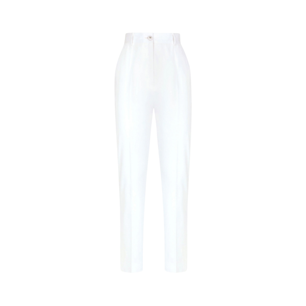 Pantalon droit DOLCE & GABBANA taille haute coton blanc