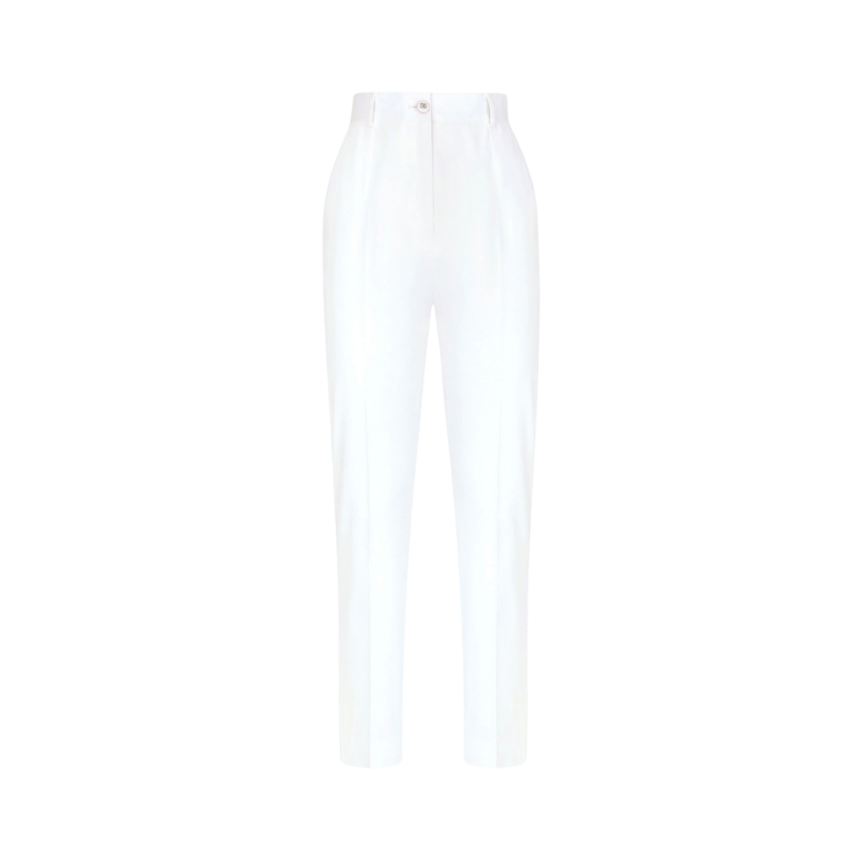 Pantalon droit DOLCE & GABBANA taille haute coton blanc