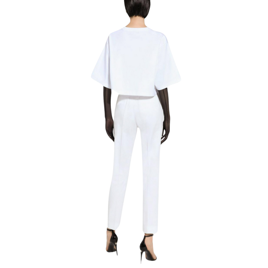 Pantalon droit DOLCE & GABBANA taille haute coton blanc
