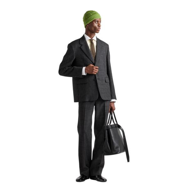 Pantalon droit PRADA aine prince de Galles gris